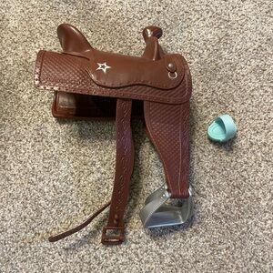 American Girl Doll Horse Saddle with brush for 18" Plastic Metal
